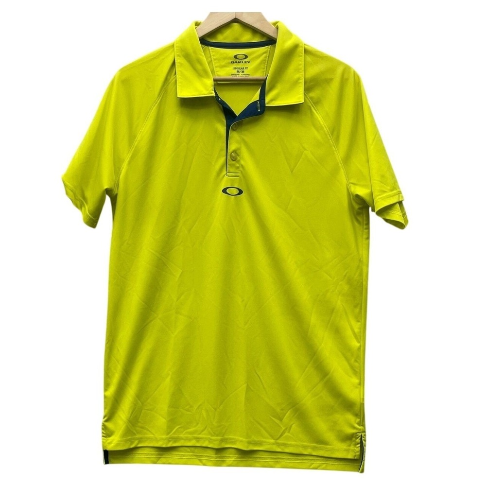 Oakley Mens O Hydrolix Polo Shirt Neon‎ Yellow Lime Green Regular Fit Medium